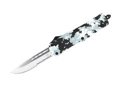 Briceag Medium FS-3 Winter Digi Drop Serrated CobraTec- Mecanism OTF, Maner Aluminiu