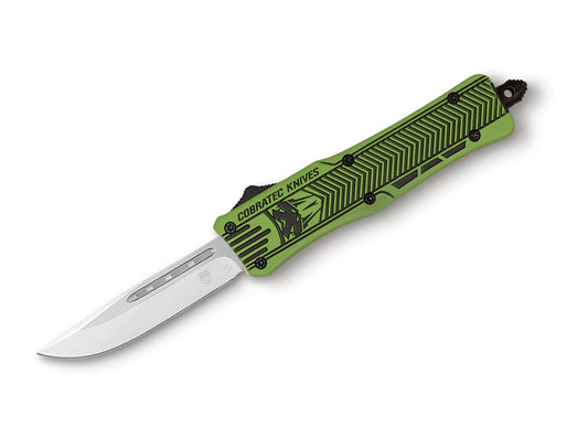 Briceag Medium Zombie Green Graphite Black CTK-1 Drop CobraTec- Lama D2 Drop Point, Mecanism OTF