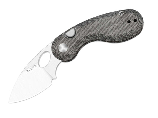 Briceag Microbe Black Norplex UltreX Micarta Kizer- Utilizare EDC, Button Lock