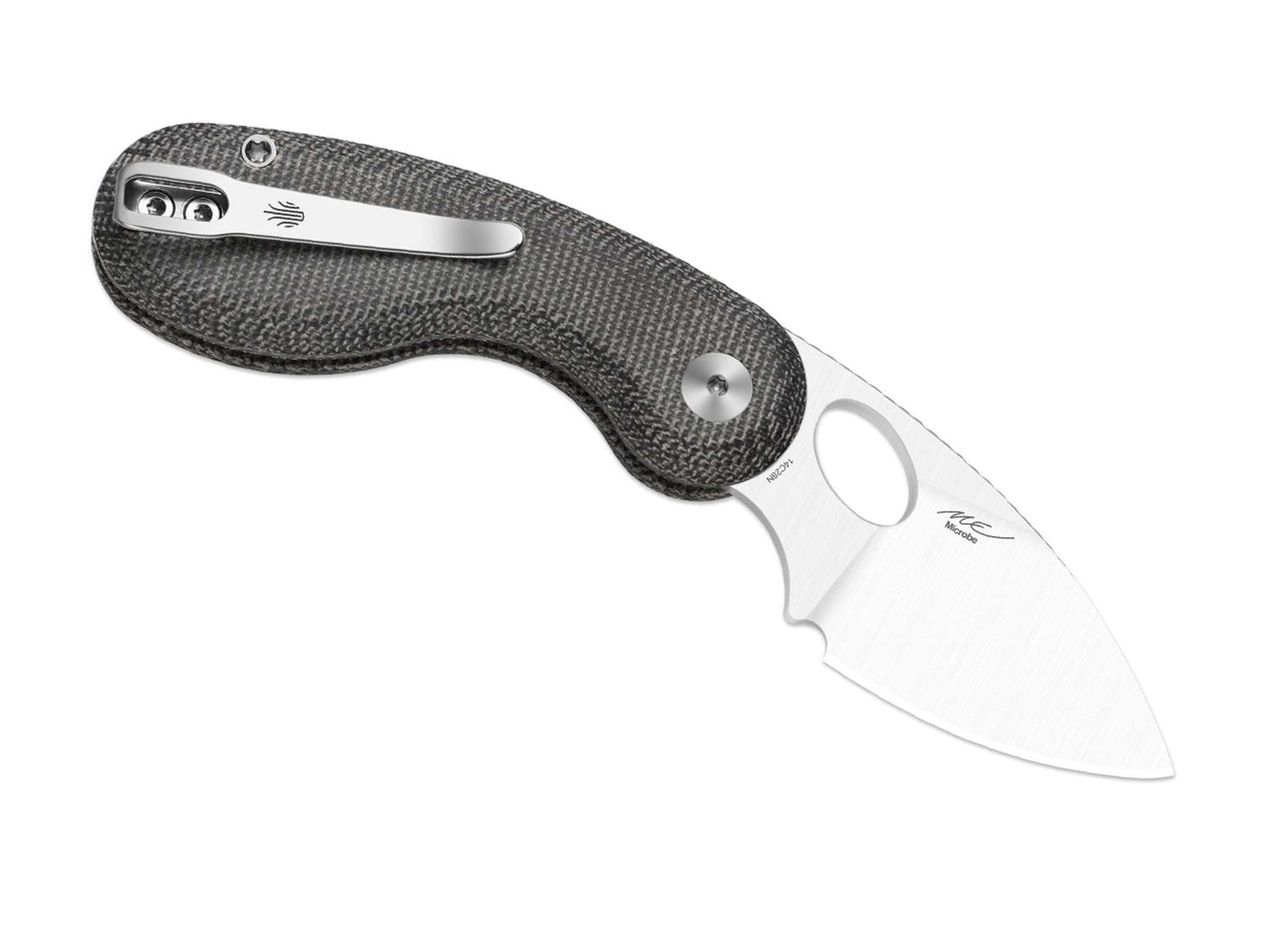 Briceag Microbe Black Norplex UltreX Micarta Kizer- Utilizare EDC, Button Lock