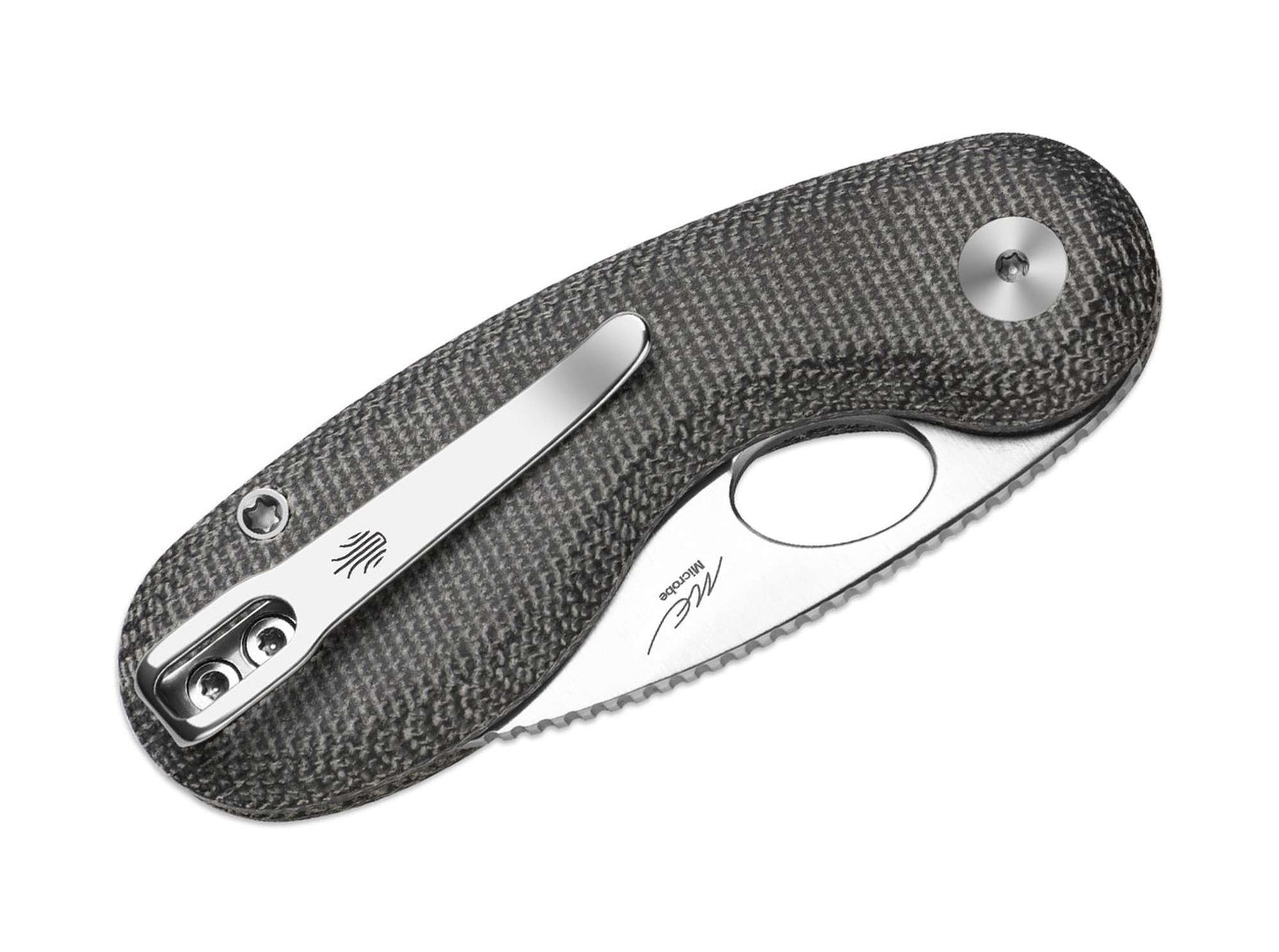 Briceag Microbe Black Norplex UltreX Micarta Kizer- Utilizare EDC, Button Lock