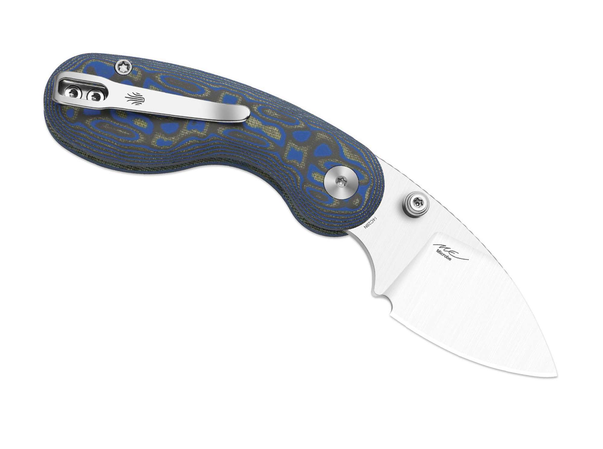 Briceag Microbe Blue & Green Vortex Micarta Kizer- Design Robust, EDC