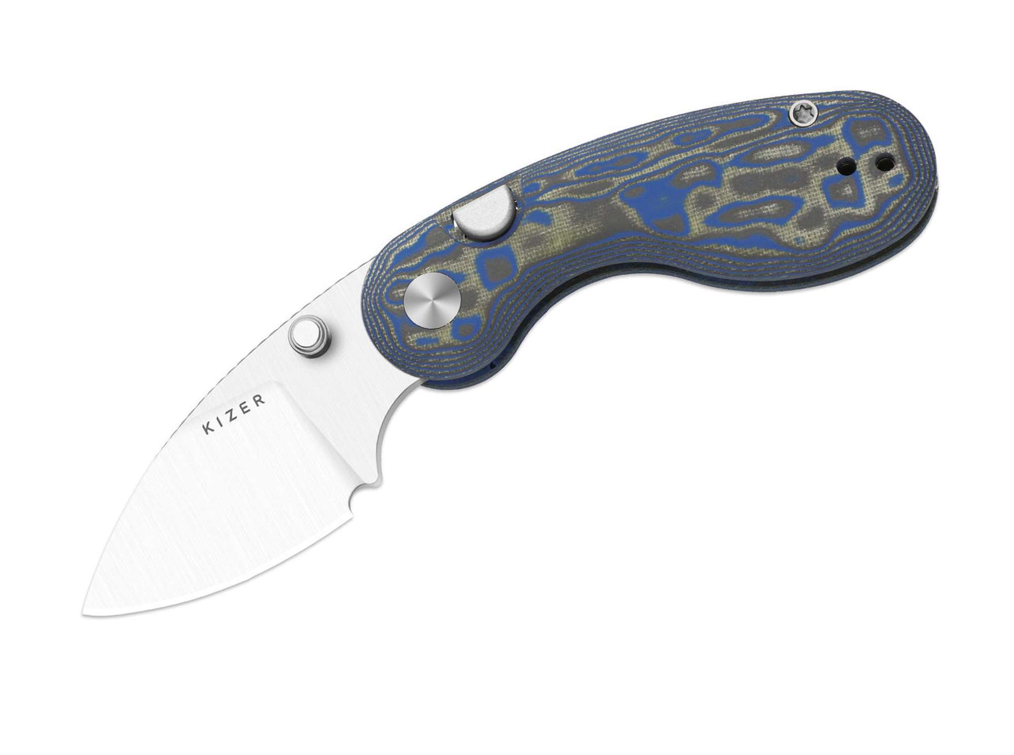 Briceag Microbe Blue & Green Vortex Micarta Kizer- Design Robust, EDC