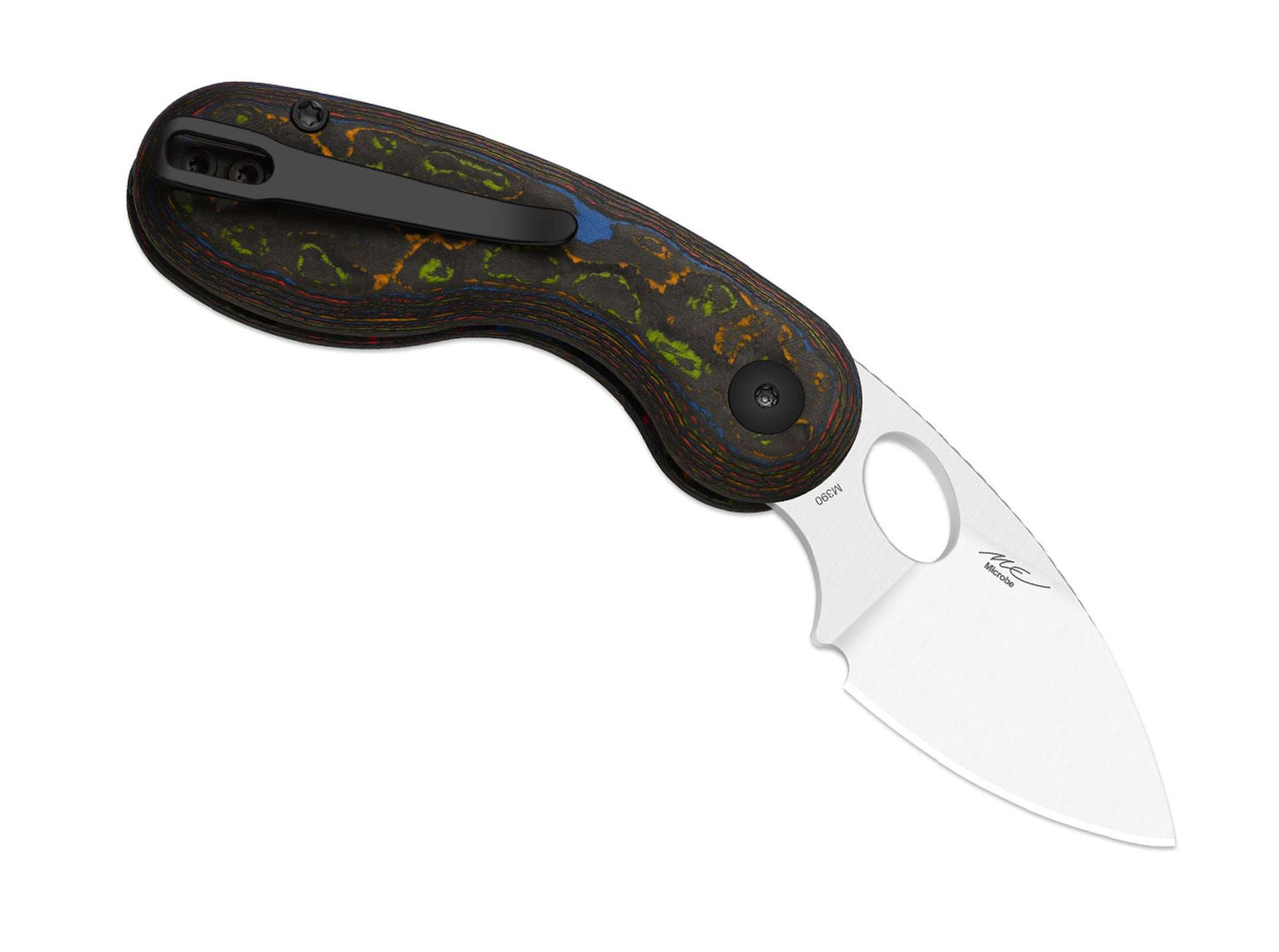 Briceag Microbe M390 Camo Carbon 80's Kizer- Utilizare EDC, Design Compact
