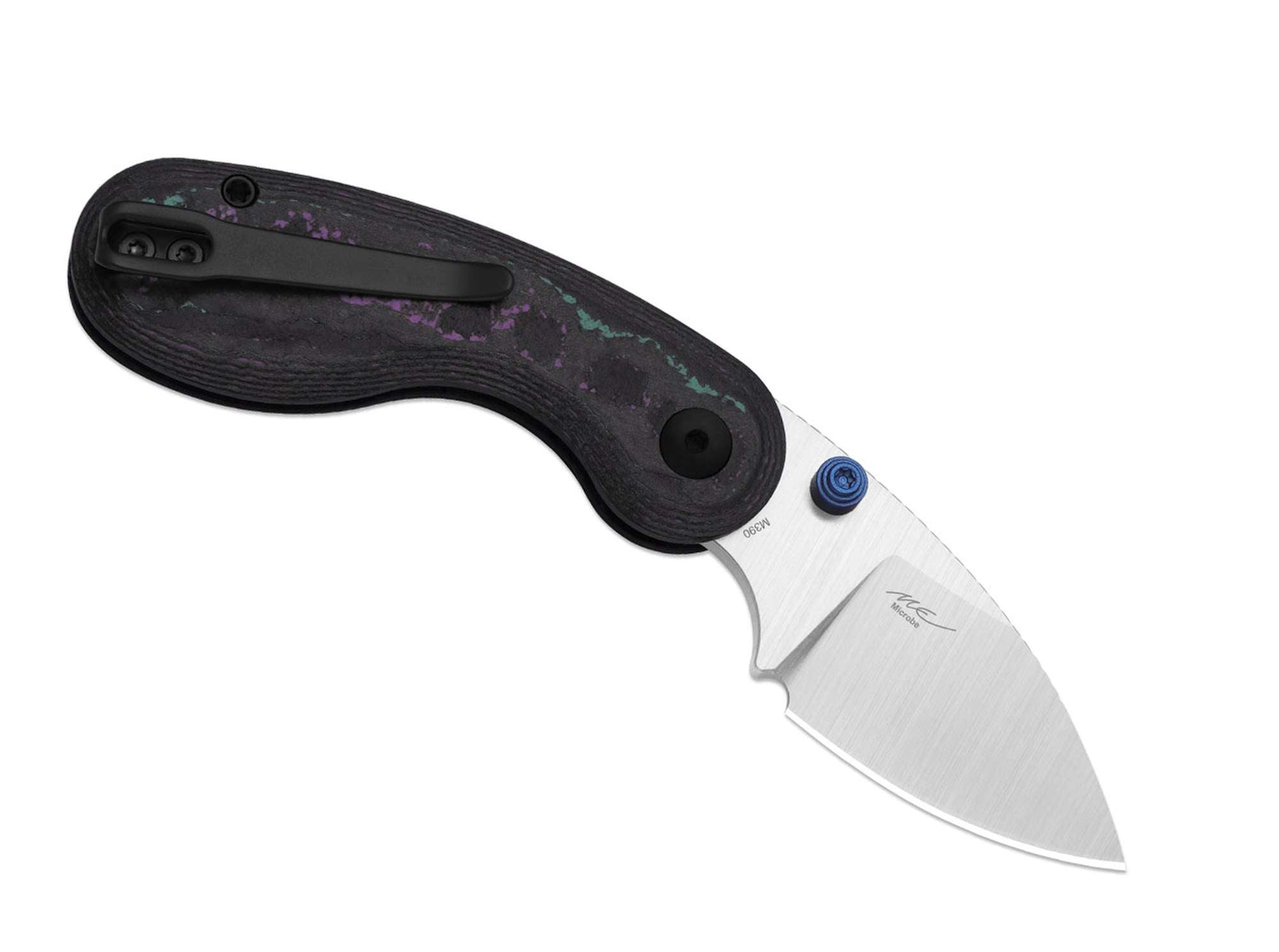 Briceag Microbe M390 Camo Carbon Jazzy Kizer- Lamă M390, Mâner Camo Carbon