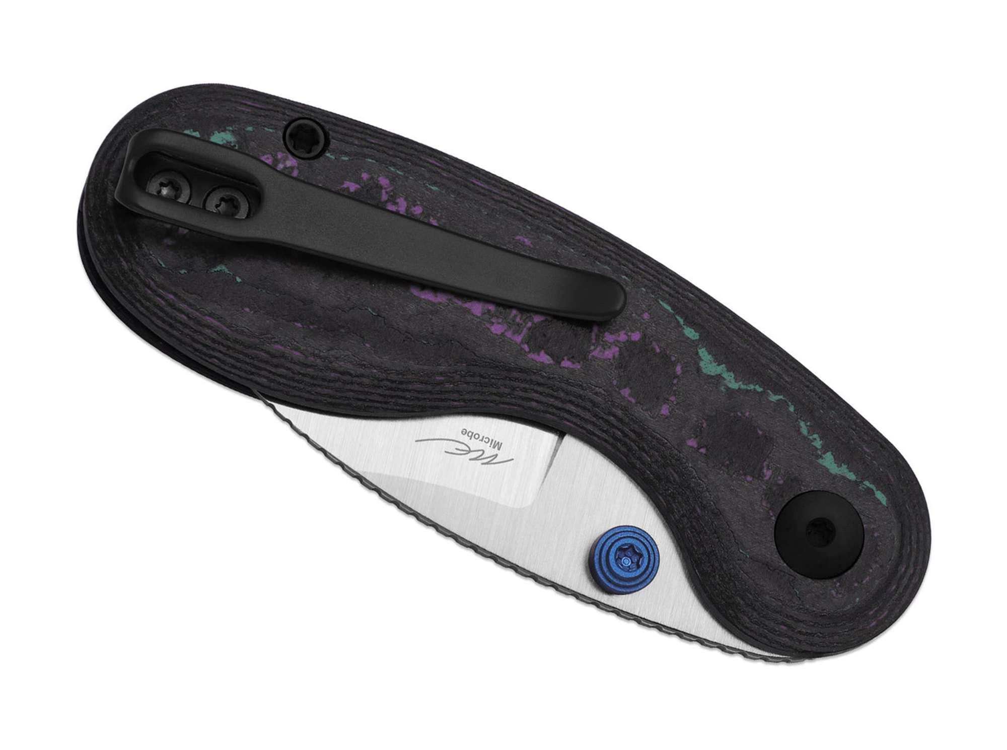 Briceag Microbe M390 Camo Carbon Jazzy Kizer- Lamă M390, Mâner Camo Carbon