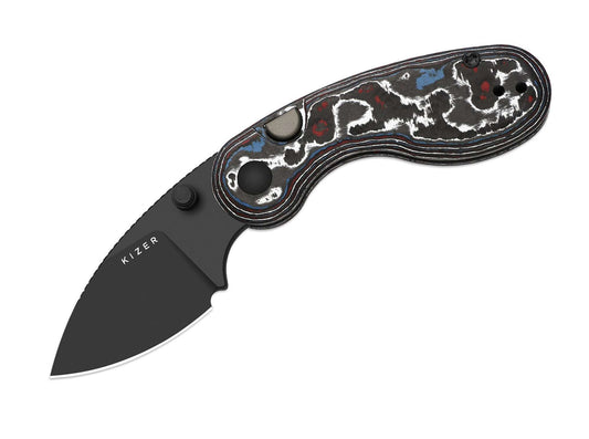 Briceag Microbe M390 CF DLC Kizer- Lama M390 DLC, Maner Fat Carbon