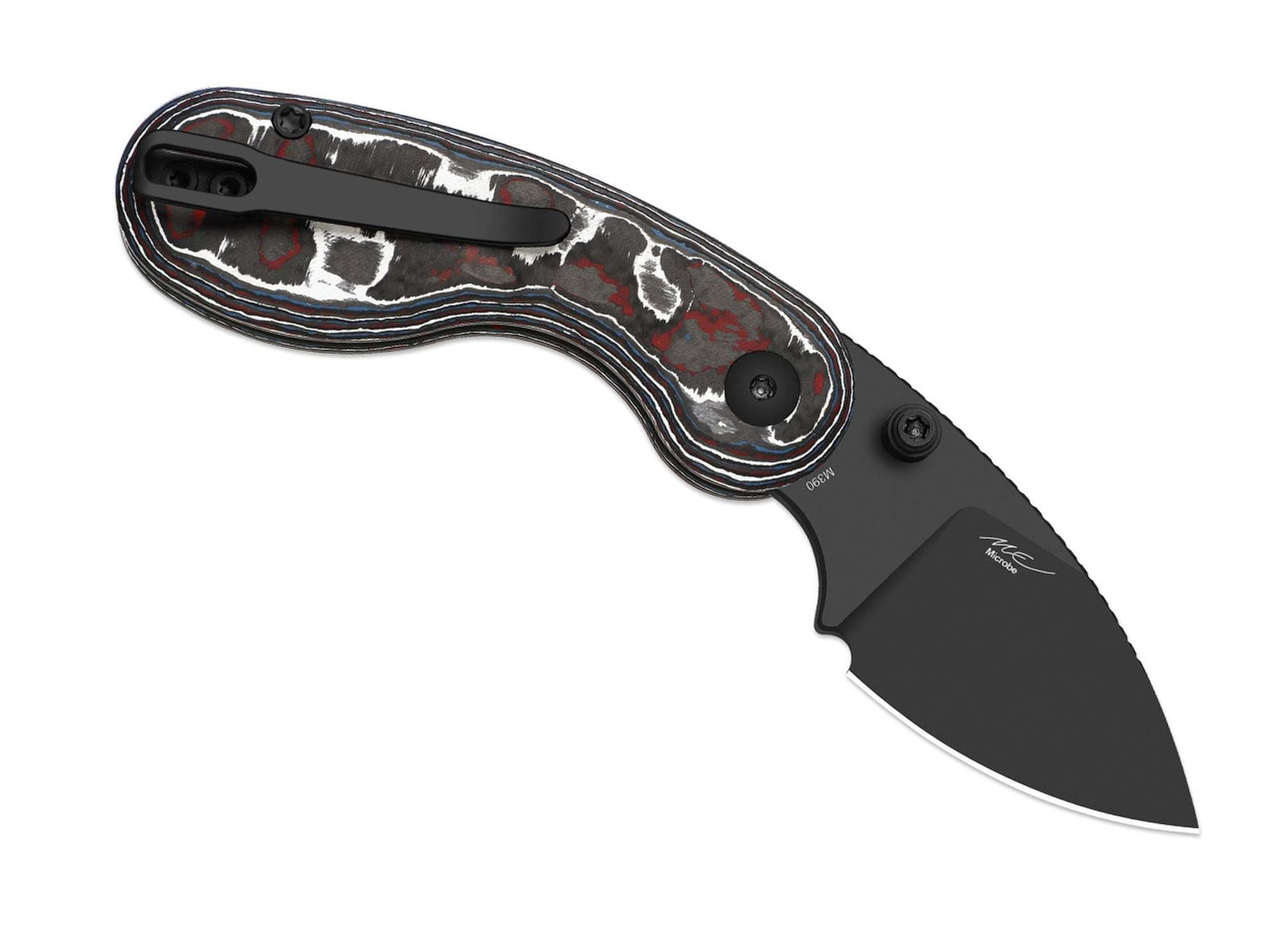 Briceag Microbe M390 CF DLC Kizer- Lama M390 DLC, Maner Fat Carbon