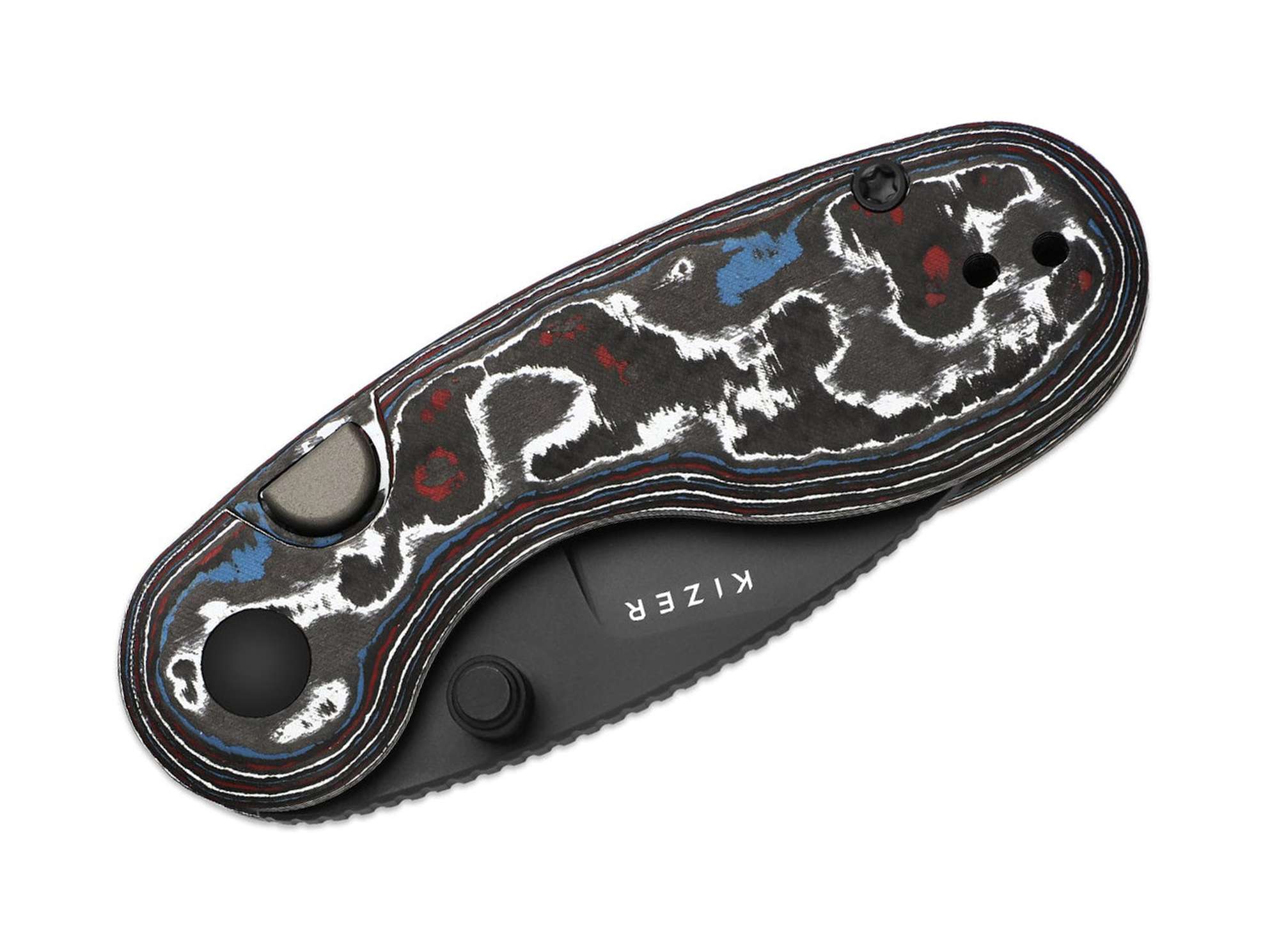 Briceag Microbe M390 CF DLC Kizer- Lama M390 DLC, Maner Fat Carbon