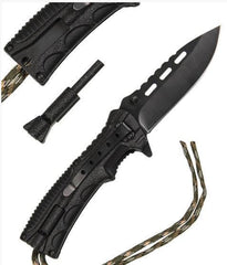 Briceag Mil-Tec Paracord Fire Starter – detaliu cu lama și amnarul