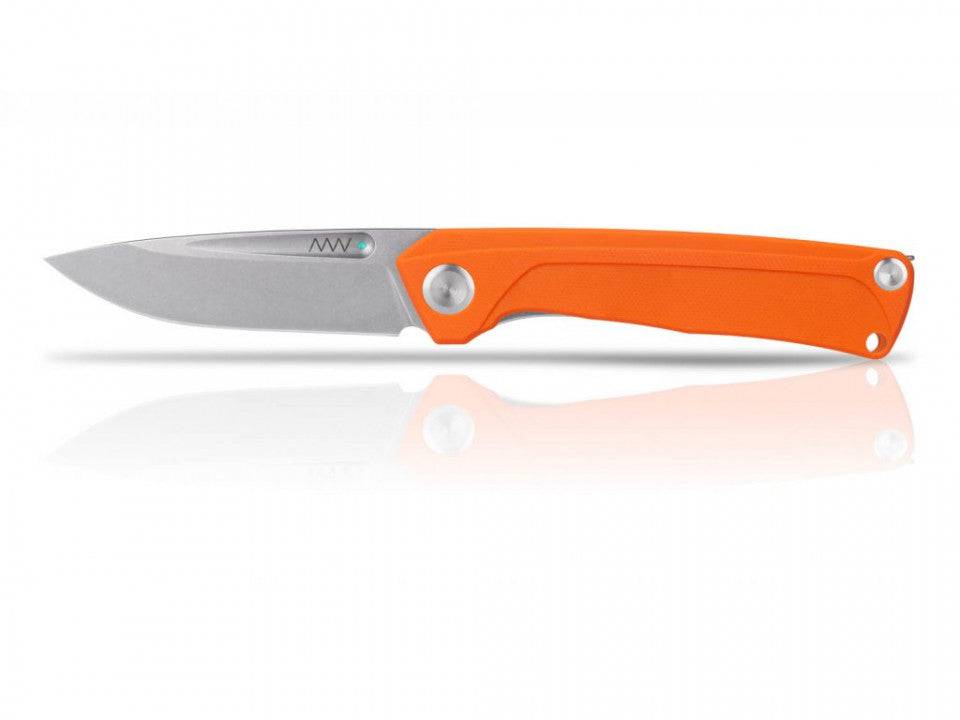Briceag Militar Z200 Stonewash Plain Edge G10 Orange Anv Knives Anvz200-011