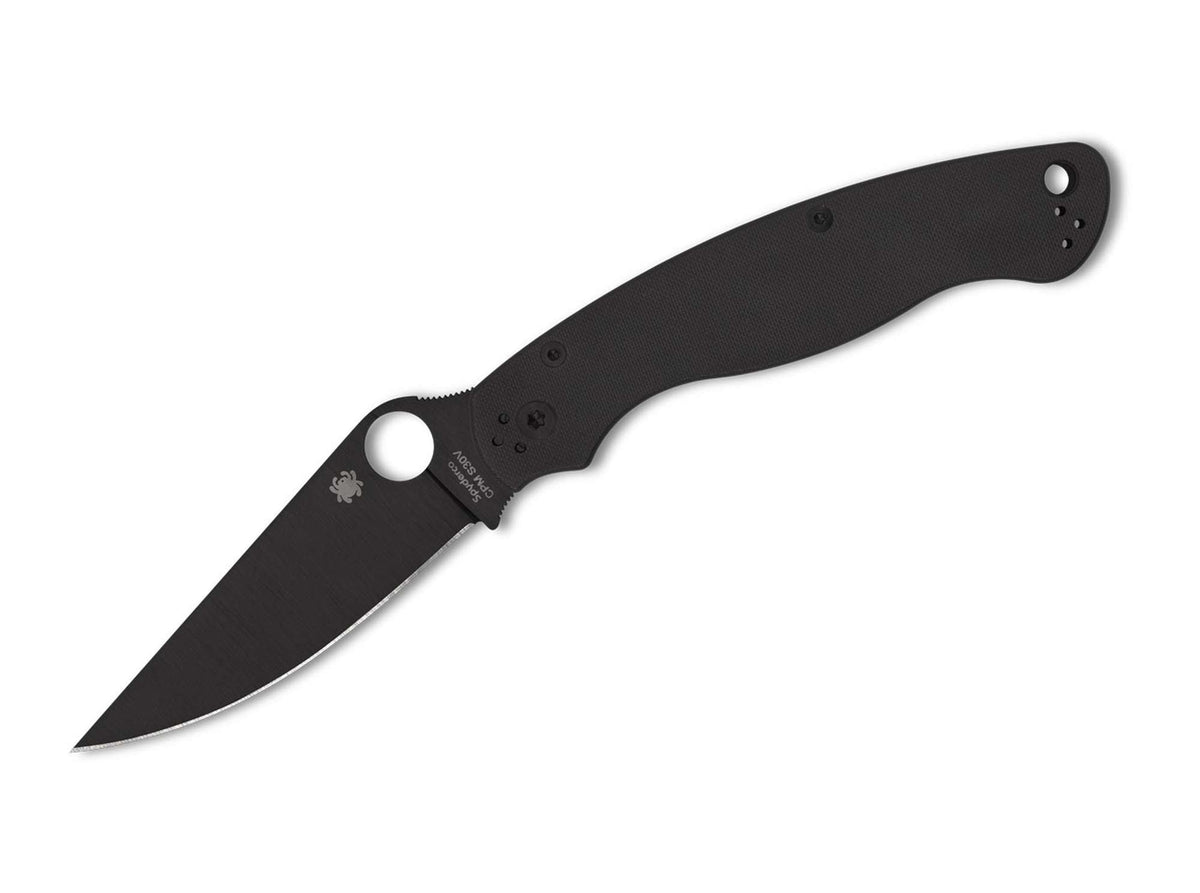Briceag Military 2 G10 Black Blade PlainEdge Spyderco- Robust, EDC
