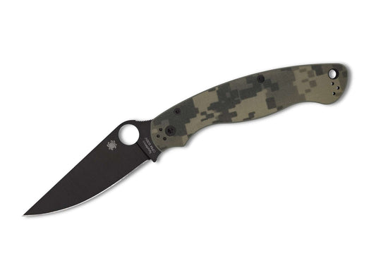Briceag Military 2 G10 Digital Camo Black Blade PlainEdge Spyderco- USA, S30V