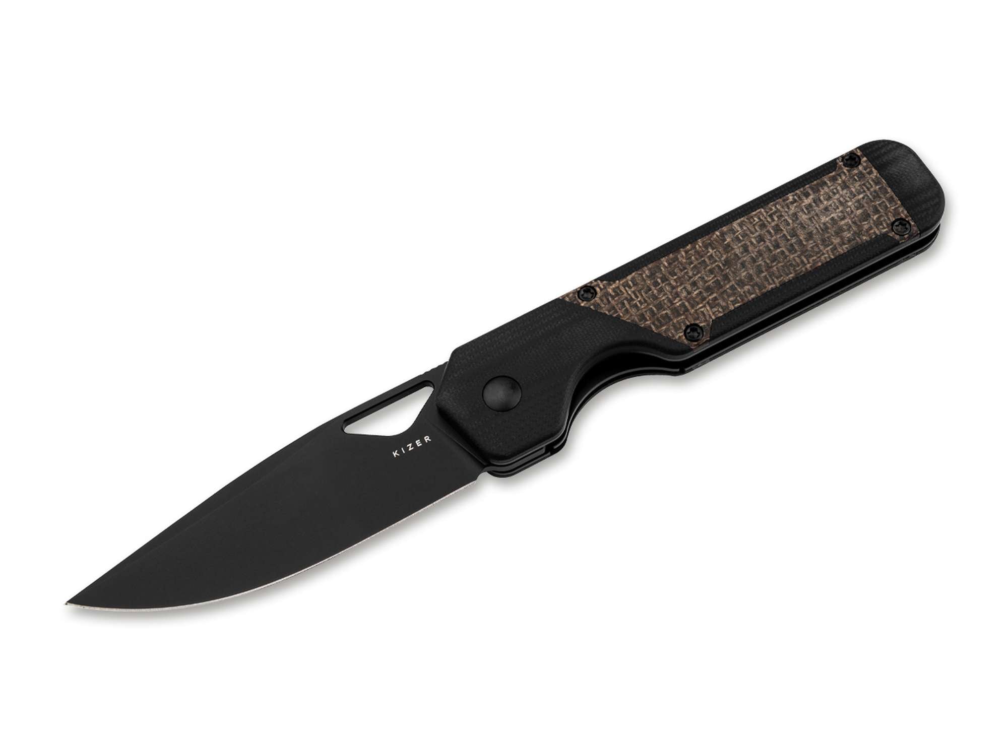 Briceag Militaw G10 Black Micarta Brown Kizer- Lama Nitro-V, Maner G10 Micarta