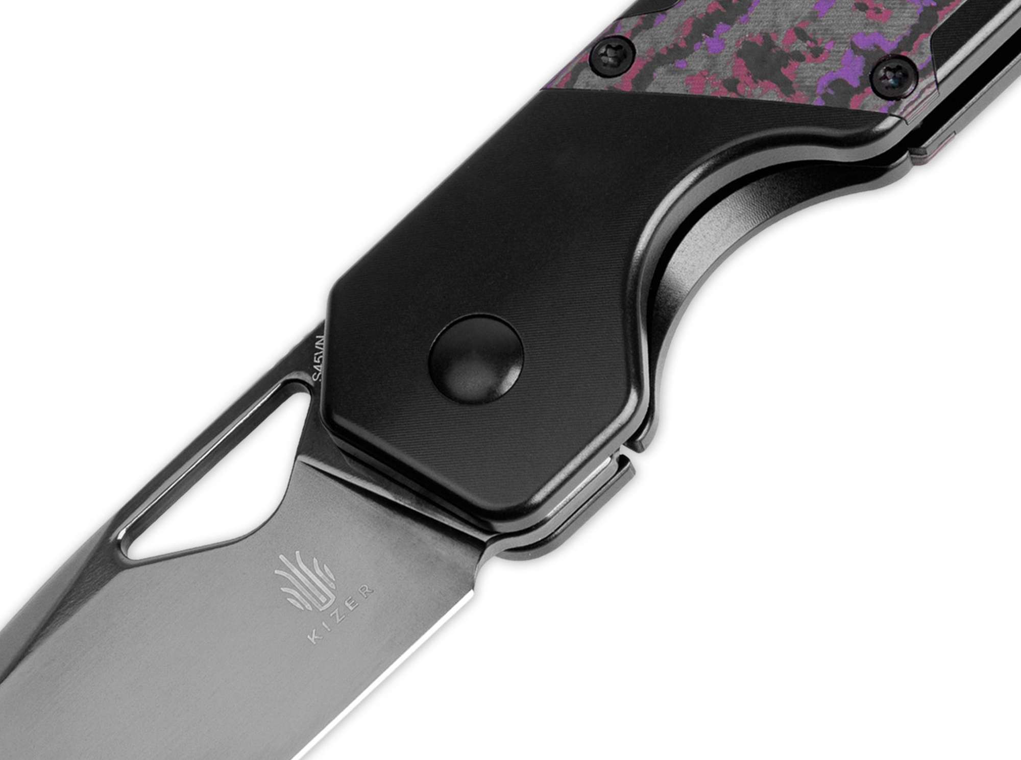 Briceag Militaw Titanium Fatcarbon Purple Haze Kizer- Lama CPM-S-45VN, Framelock