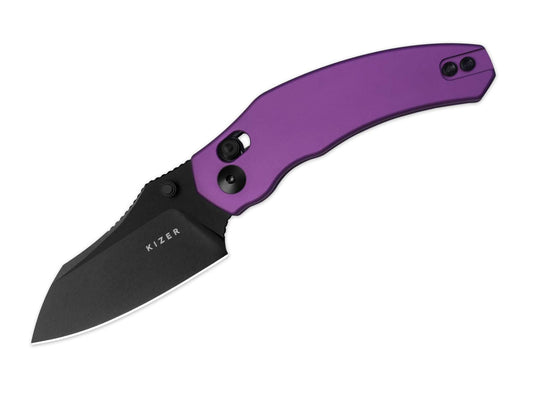 Briceag Mini Bulldog Nitro-V Purple Aluminum Black Blade Kizer- Lamă Nitro-V, Mâner Mov