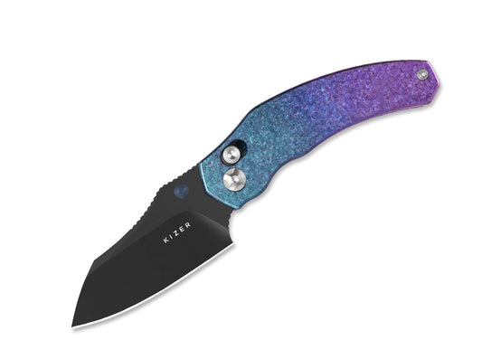 Briceag Mini Bulldog S45VN Blue & Purple Ti Black Blade Kizer- Compact, EDC