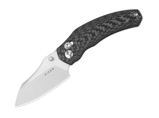Briceag Mini Bulldog S45VN CF Kizer- Lama Sheepfoot S45VN, Maner Fibra Carbon