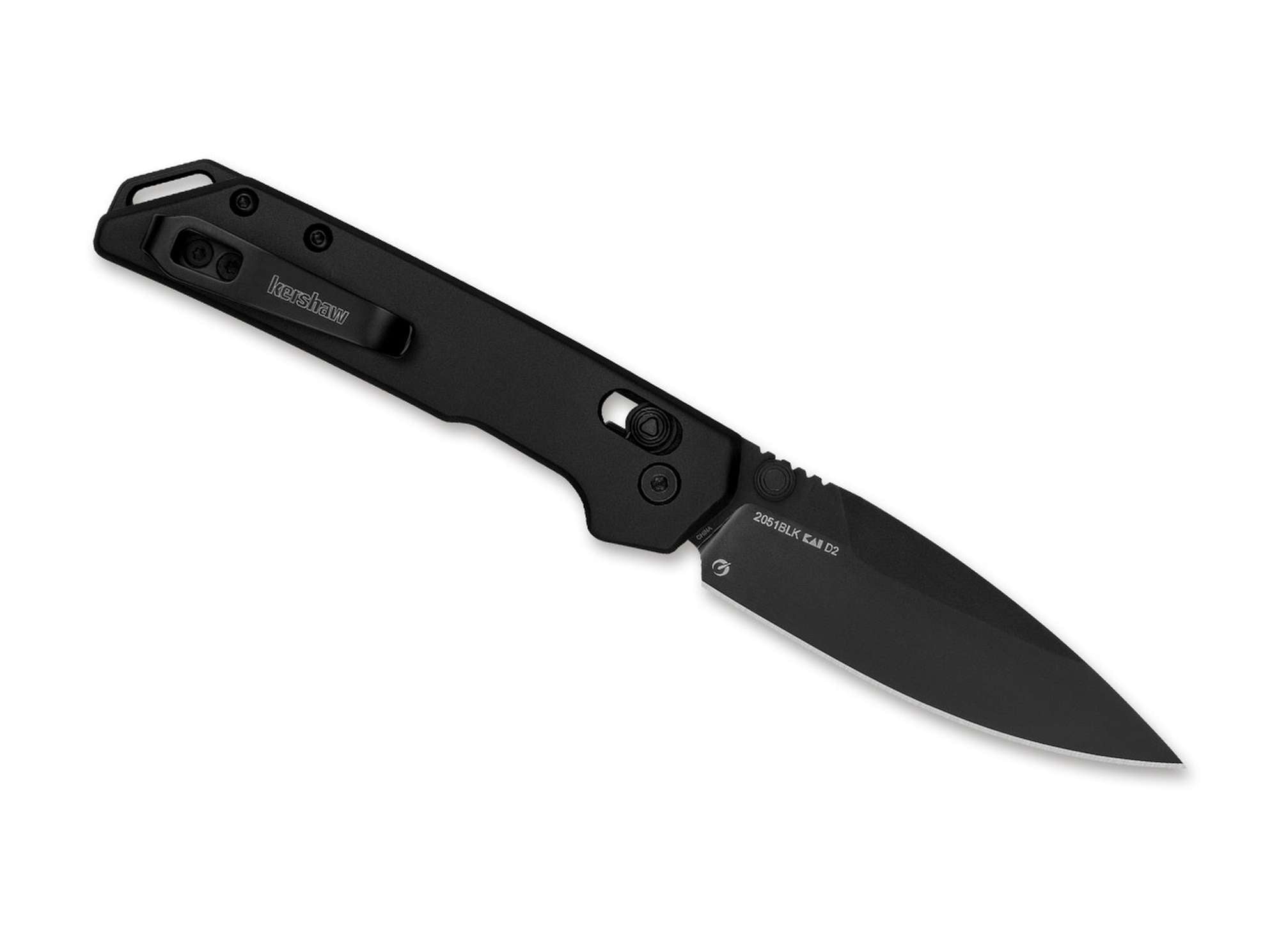 Briceag Mini Iridium Black Kershaw- Design Complet Negru, Sistem DuraLock