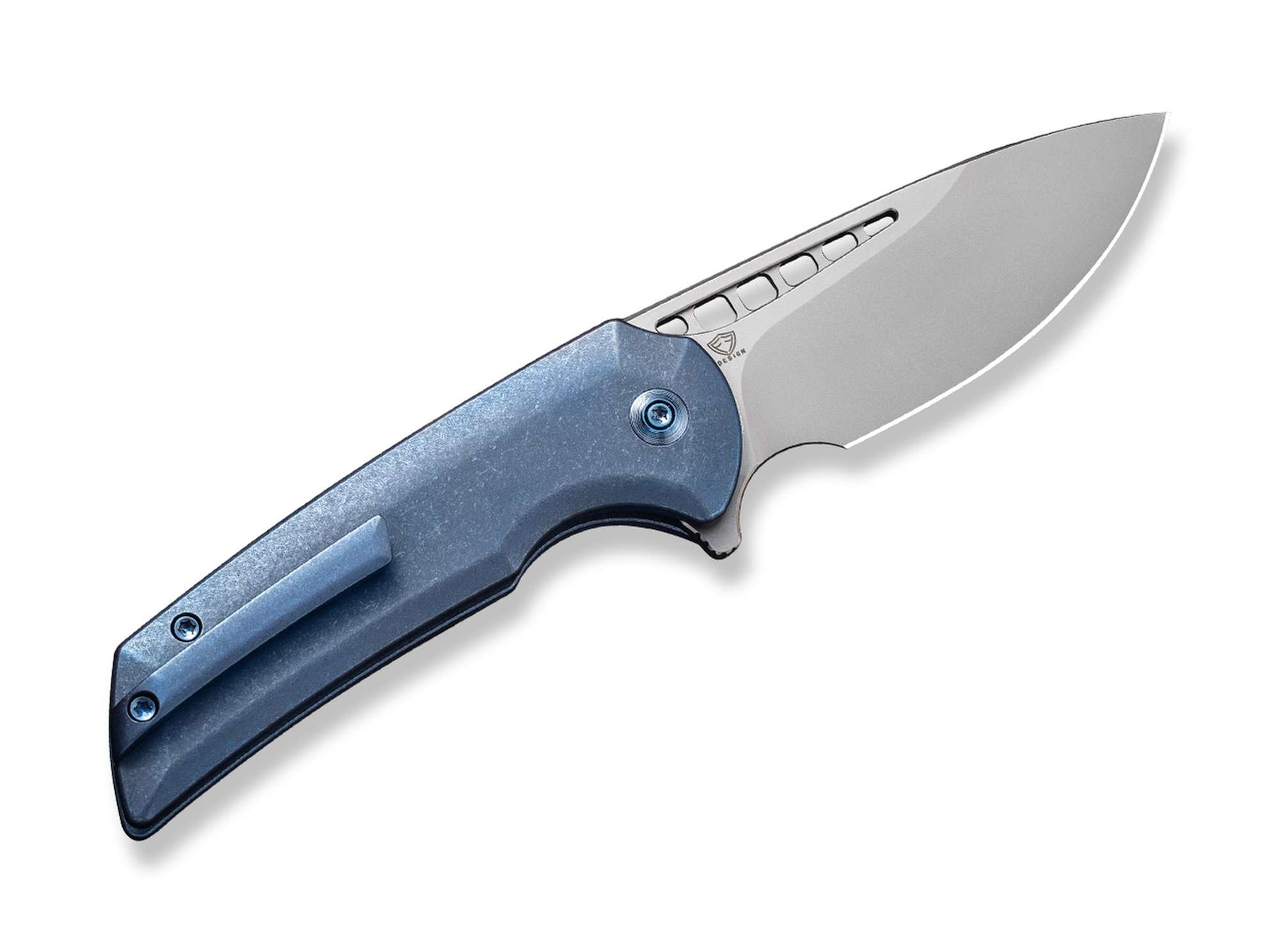 Briceag Mini Malice Titanium Blue WE Knife- Lama CPM-20CV, Maner Titan Albastru