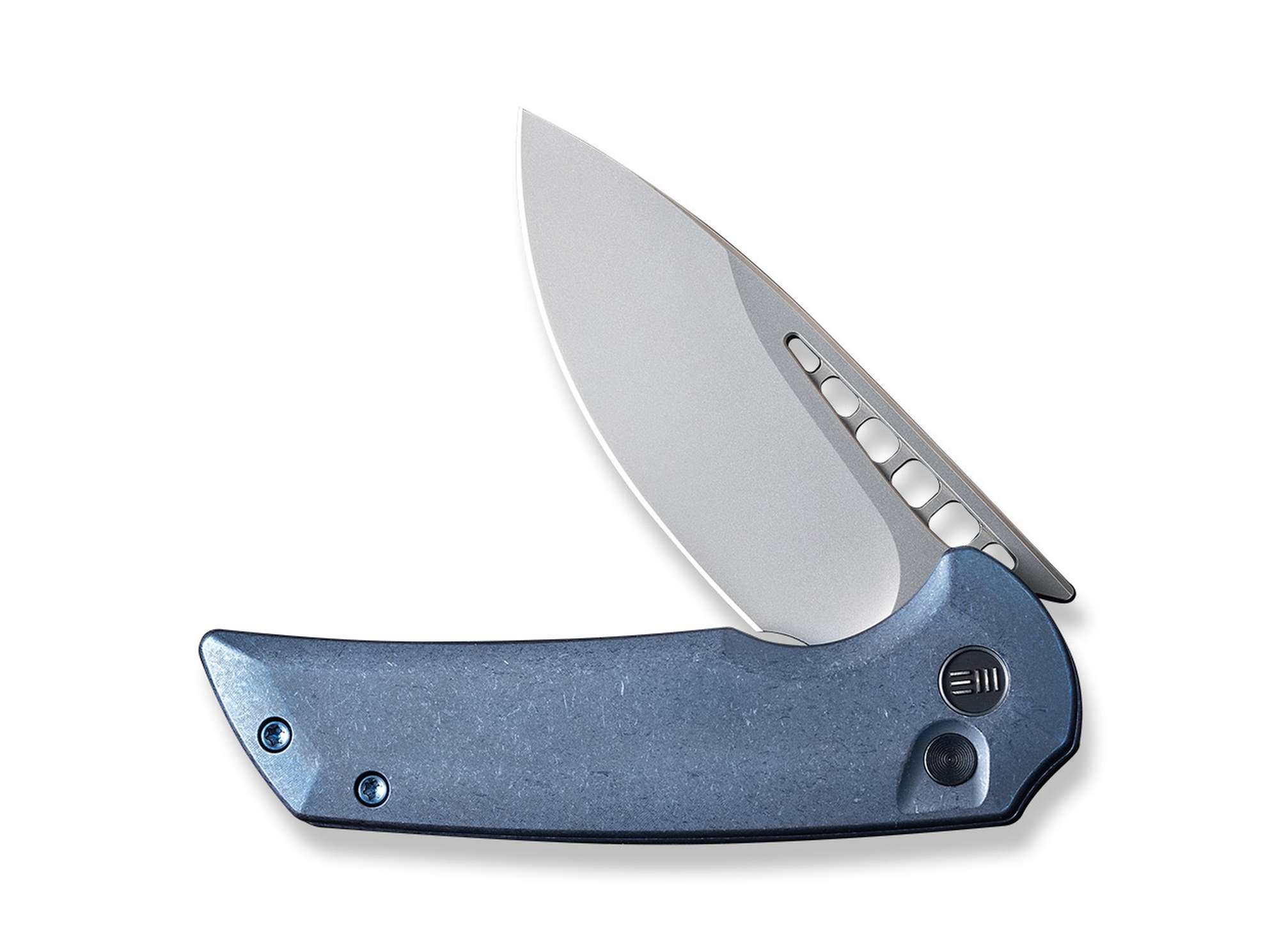 Briceag Mini Malice Titanium Blue WE Knife- Lama CPM-20CV, Maner Titan Albastru