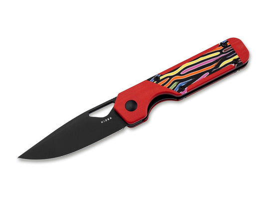 Briceag Mini Militaw G10 Red Party Streamers Kizer- Maner G10 Rosu, Compact