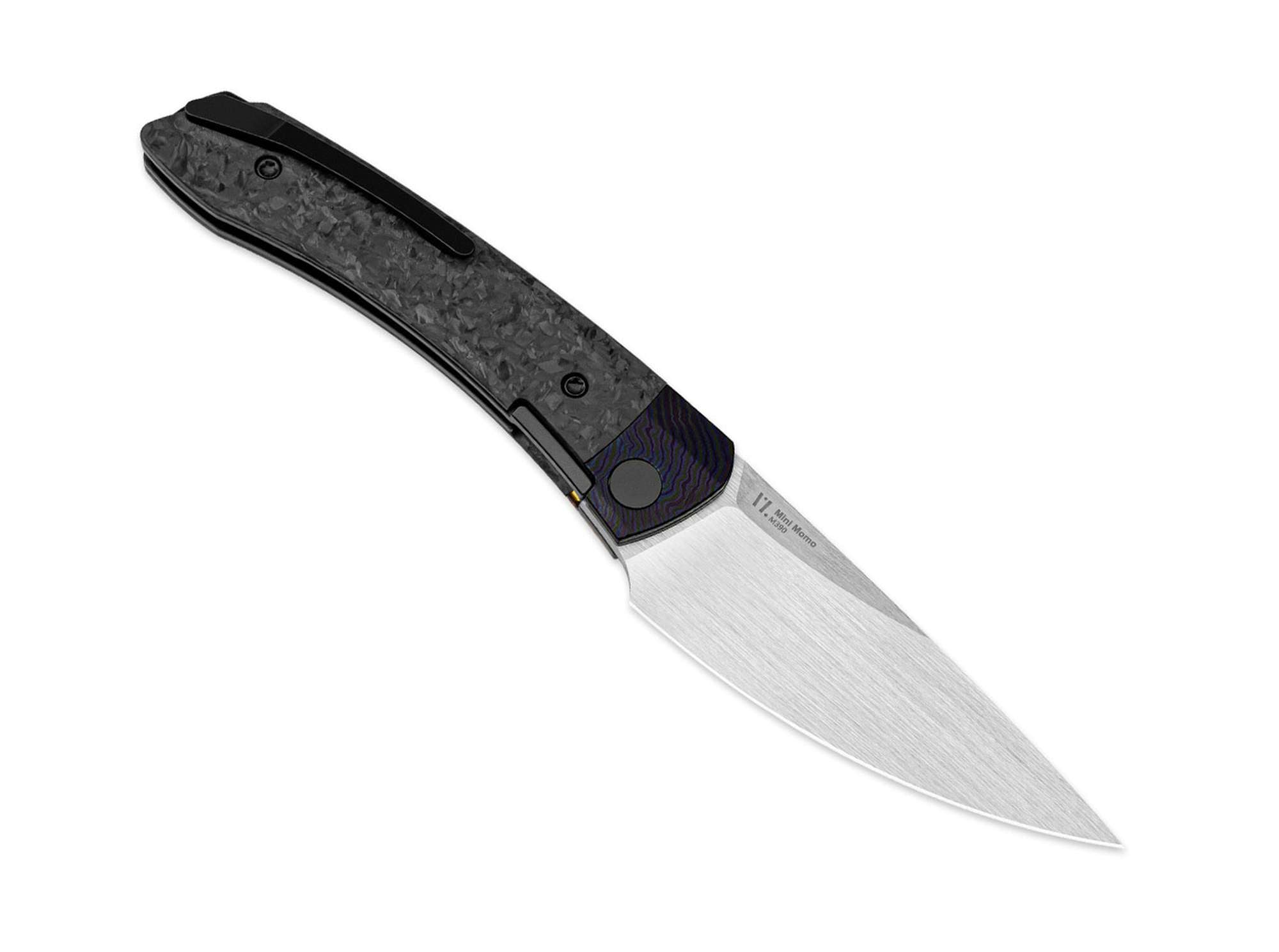 Briceag Mini MoMo M390 Ti Marble CF Kizer- Lama M390, Maner Premium