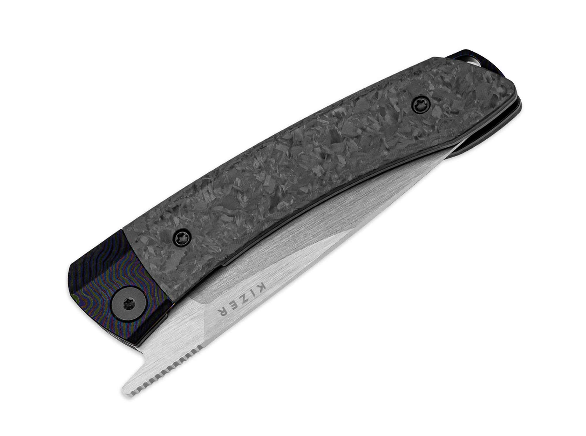 Briceag Mini MoMo M390 Ti Marble CF Kizer- Lama M390, Maner Premium