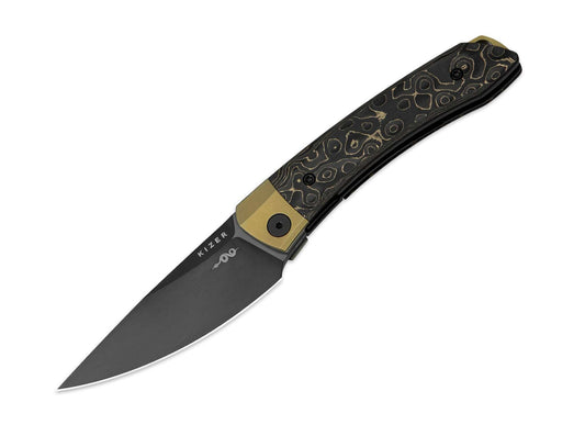Briceag Mini MoMo S90V Ti Fat Carbon Camo Gold Kizer- Compact, Modern