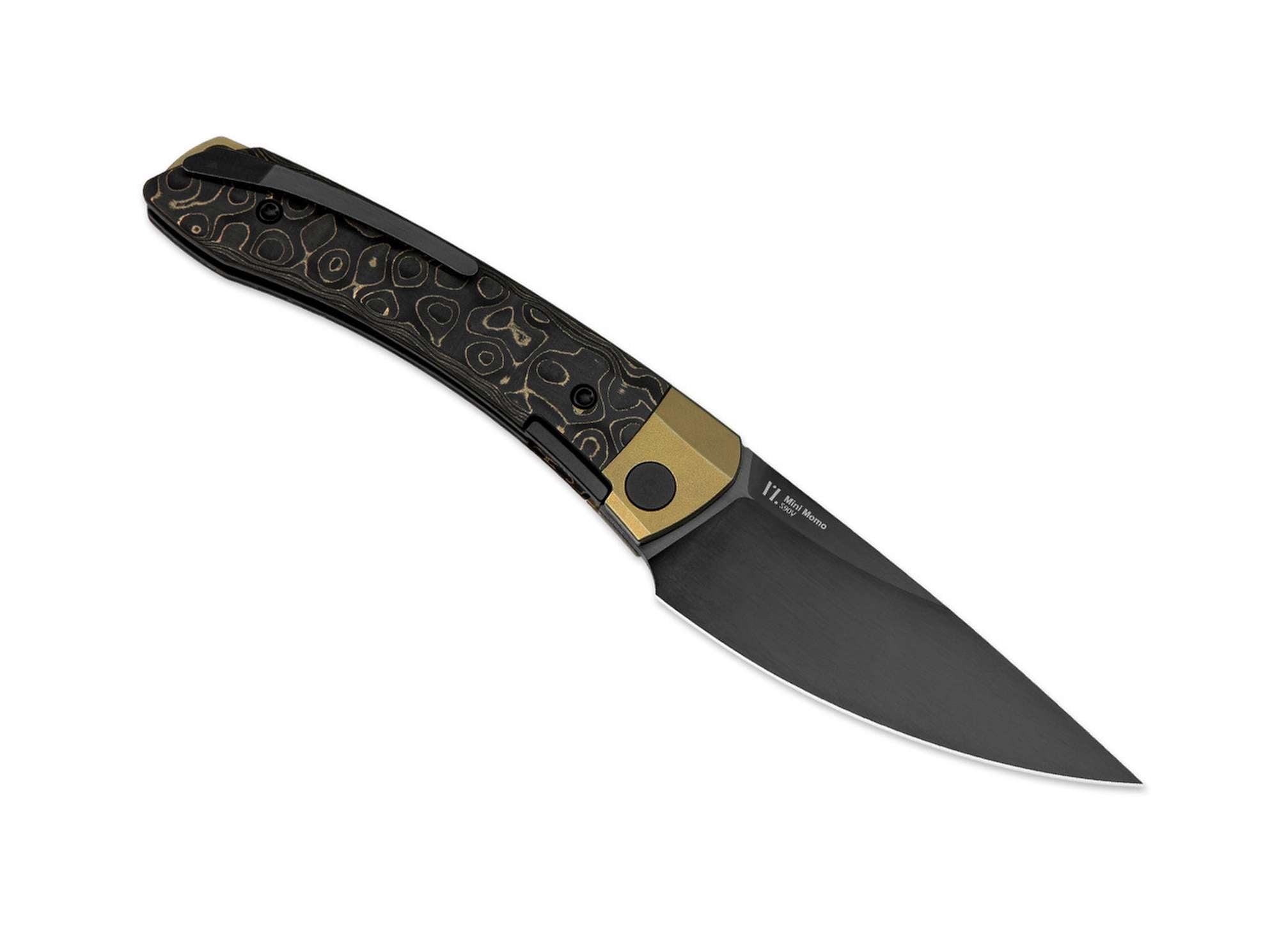 Briceag Mini MoMo S90V Ti Fat Carbon Camo Gold Kizer- Compact, Modern