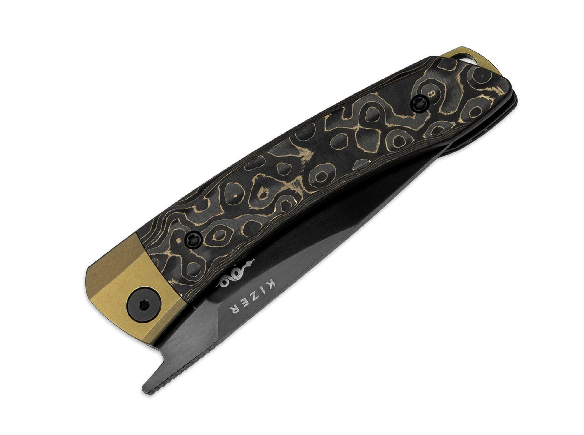 Briceag Mini MoMo S90V Ti Fat Carbon Camo Gold Kizer- Compact, Modern