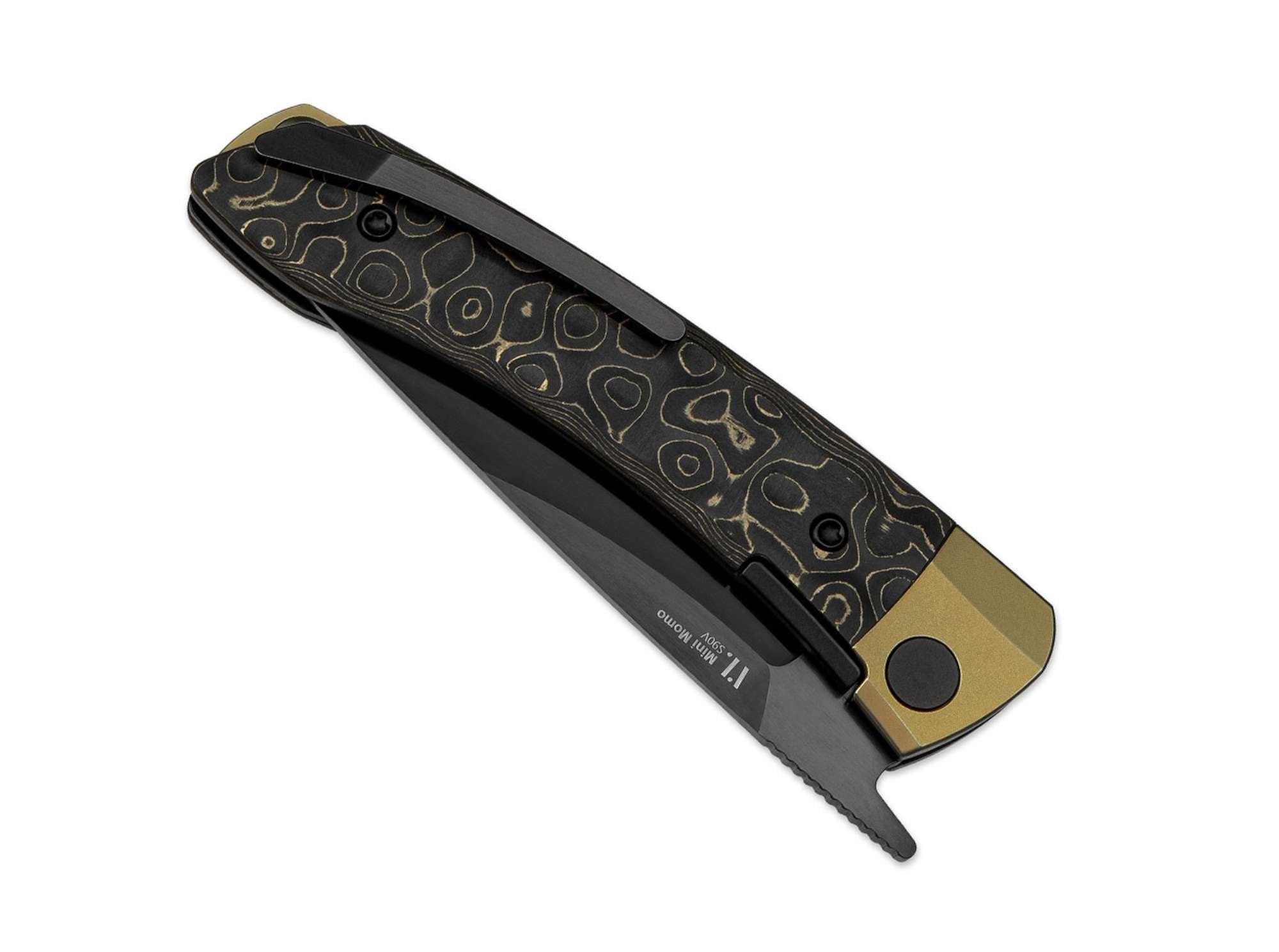 Briceag Mini MoMo S90V Ti Fat Carbon Camo Gold Kizer- Compact, Modern