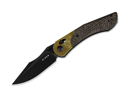 Briceag Mini Mystic 154CM PEI & Burlap Micarta Kizer- Lama 154CM, Maner Micarta
