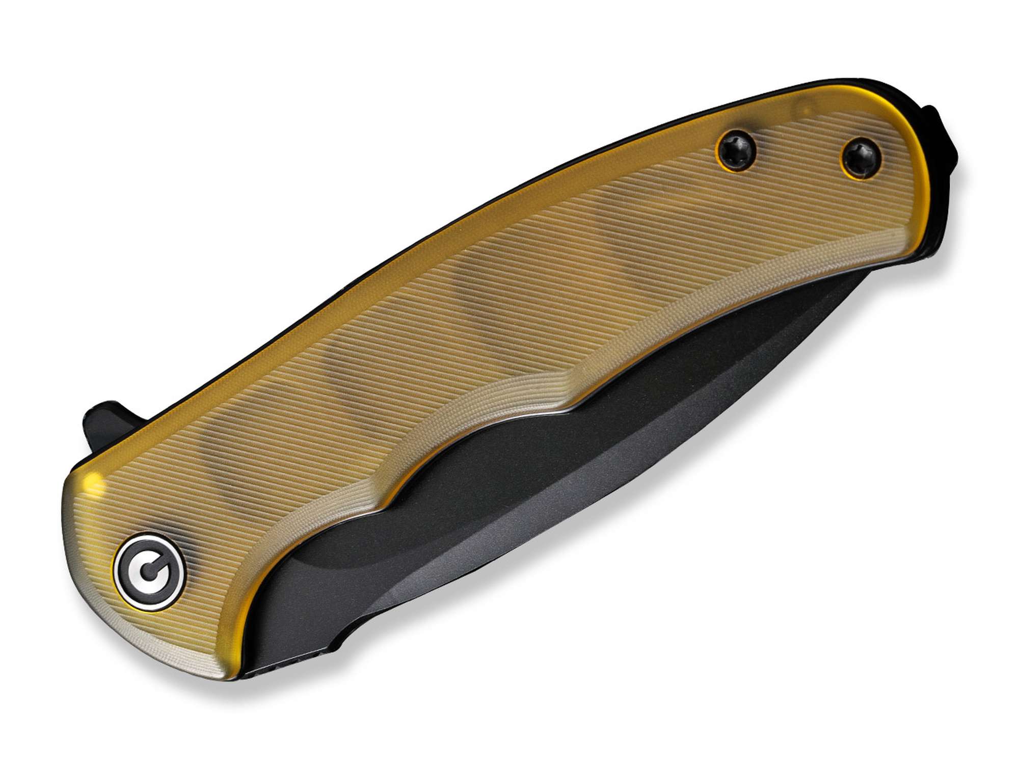 Briceag Mini Praxis Ultem Amber & Black CIVIVI- Lama D2, Maner Ergonomic Ultem