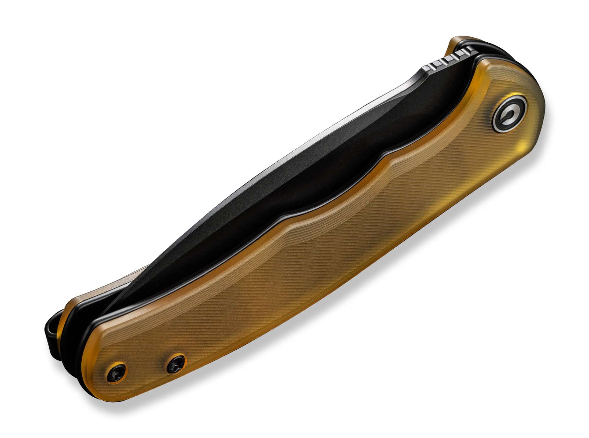 Briceag Mini Praxis Ultem Amber & Black CIVIVI- Lama D2, Maner Ergonomic Ultem