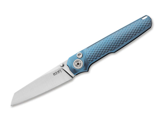 Briceag Miura Titanium Blue MKM- Maner Titan, Blocare Buton