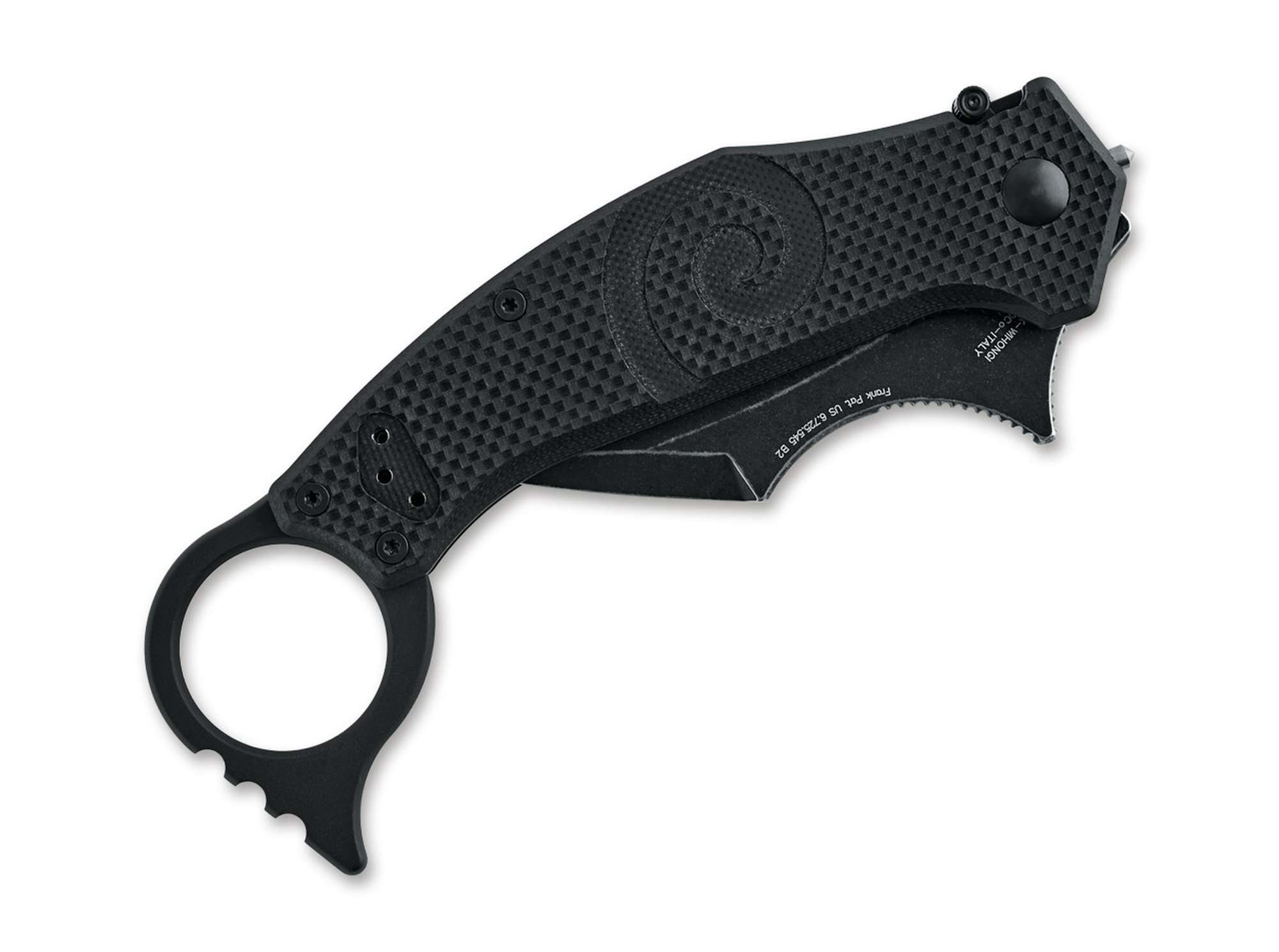 Briceag Moa Folder G10 All Black Fox Knives- Design Karambit, Blocare Linerlock
