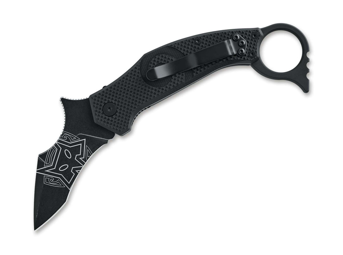 Briceag Moa Folder G10 All Black Fox Knives- Design Karambit, Blocare Linerlock