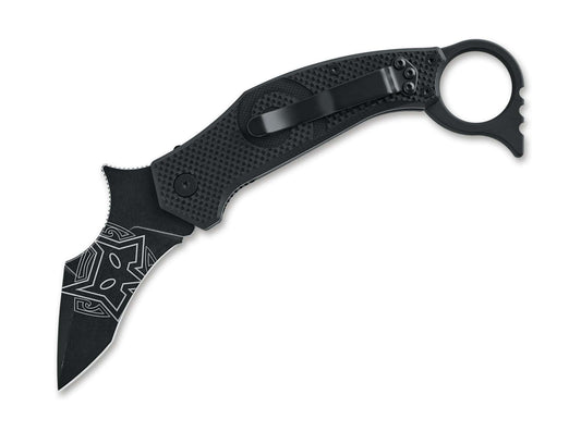 Briceag Moa Folder G10 All Black Fox Knives- Design Karambit, Blocare Linerlock