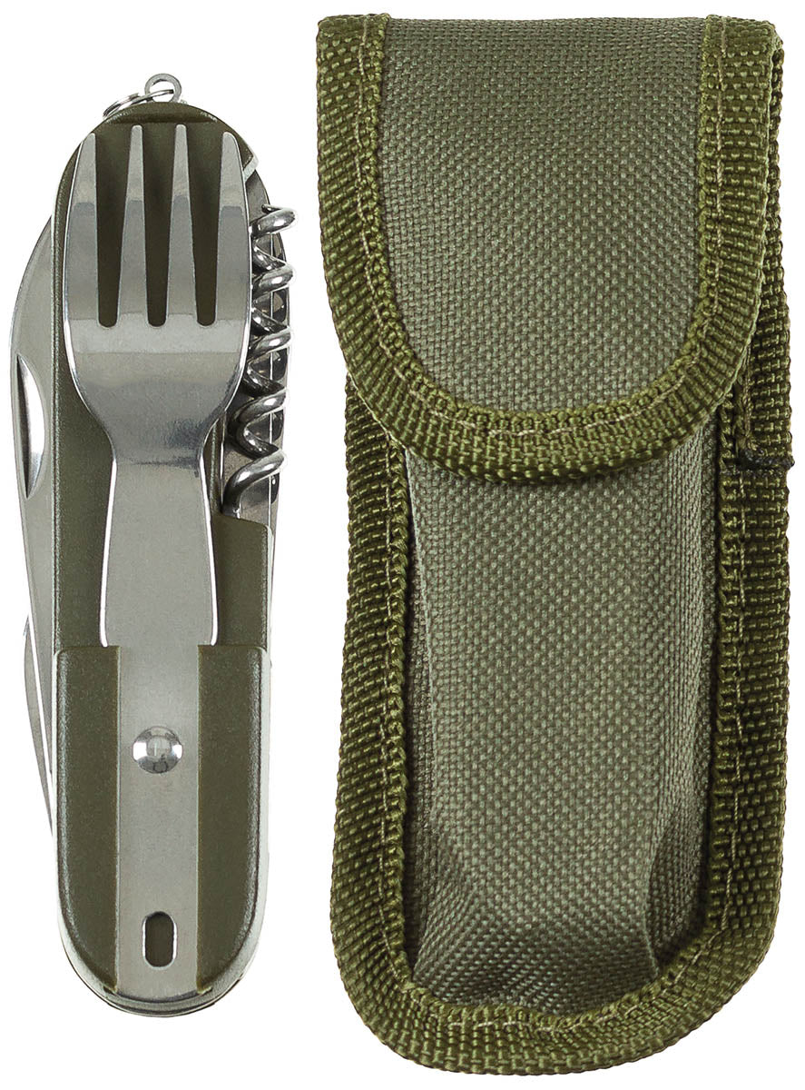 Briceag Multifuncțional Verde Olive MFH - Lama netedă, Lungime 18 cm