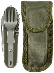 Briceag Multifuncțional Verde Olive MFH - Lama netedă, Lungime 18 cm