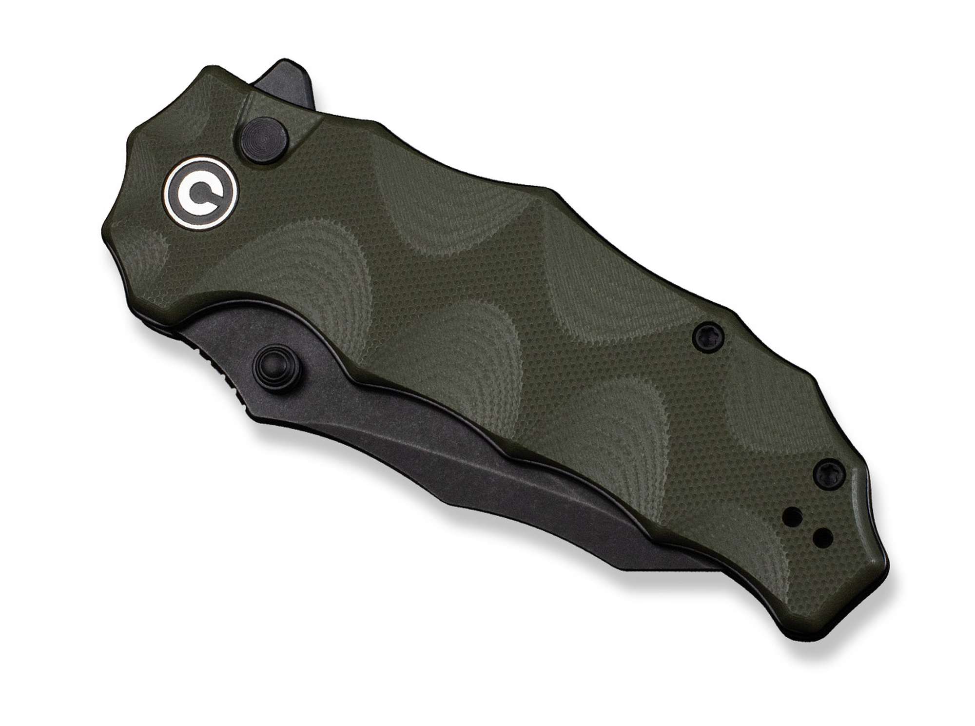 Briceag Natterjack OD Green G10 Black Stonewashed CIVIVI- Button Lock, Utilizare EDC