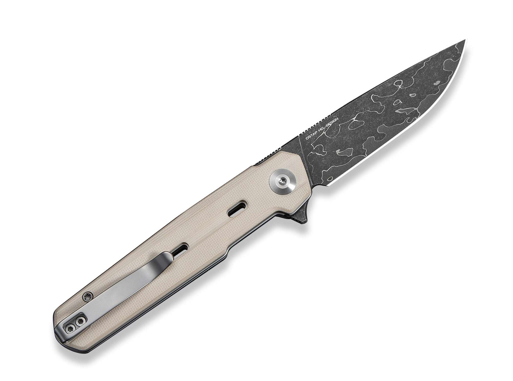Briceag Navo Damascus Ivory G10 CIVIVI- Lama Damasc, Maner G10