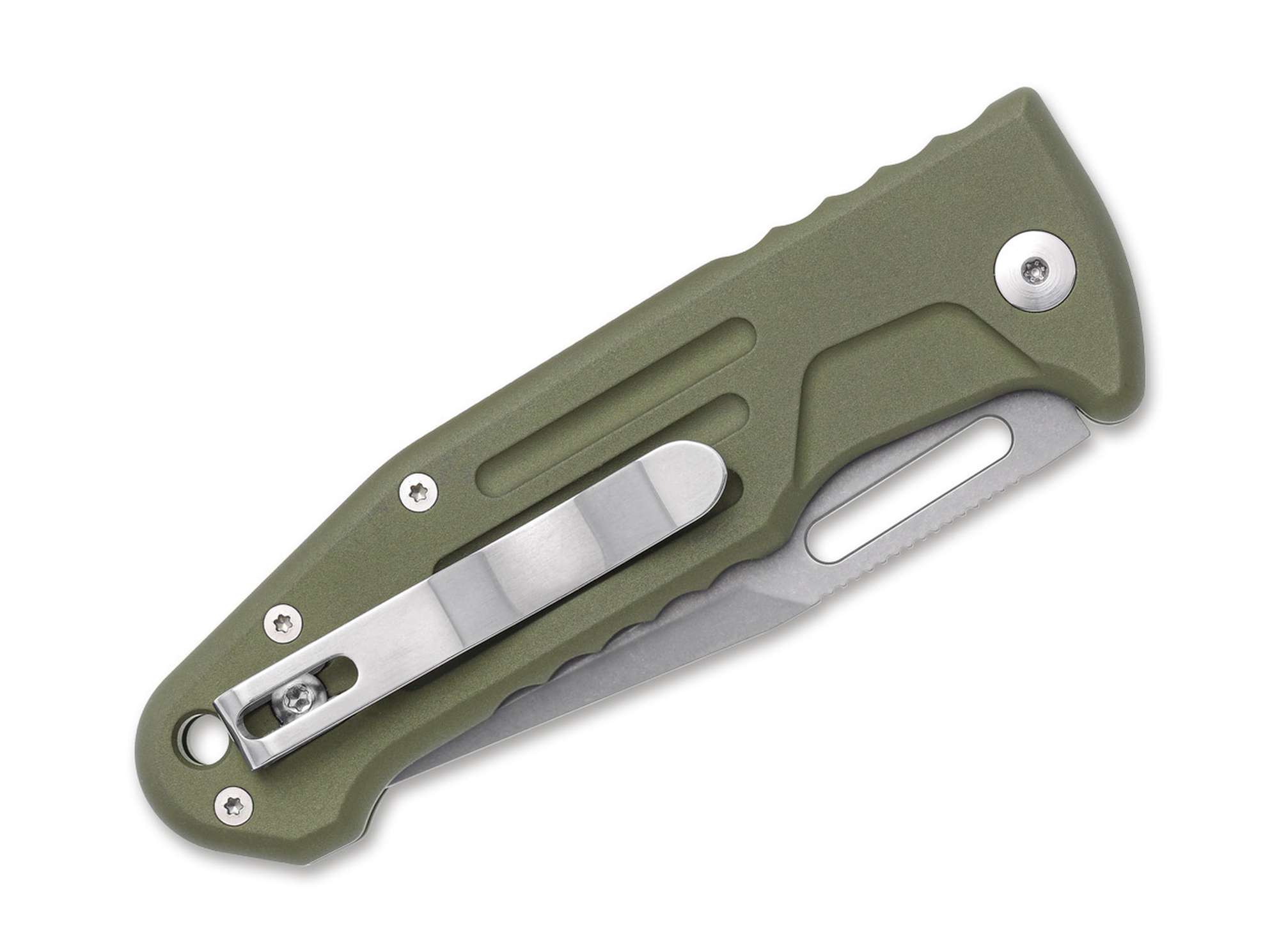 Briceag New Smarty Clippoint OD Green Fox Knives- Lama N690, Maner Aluminiu