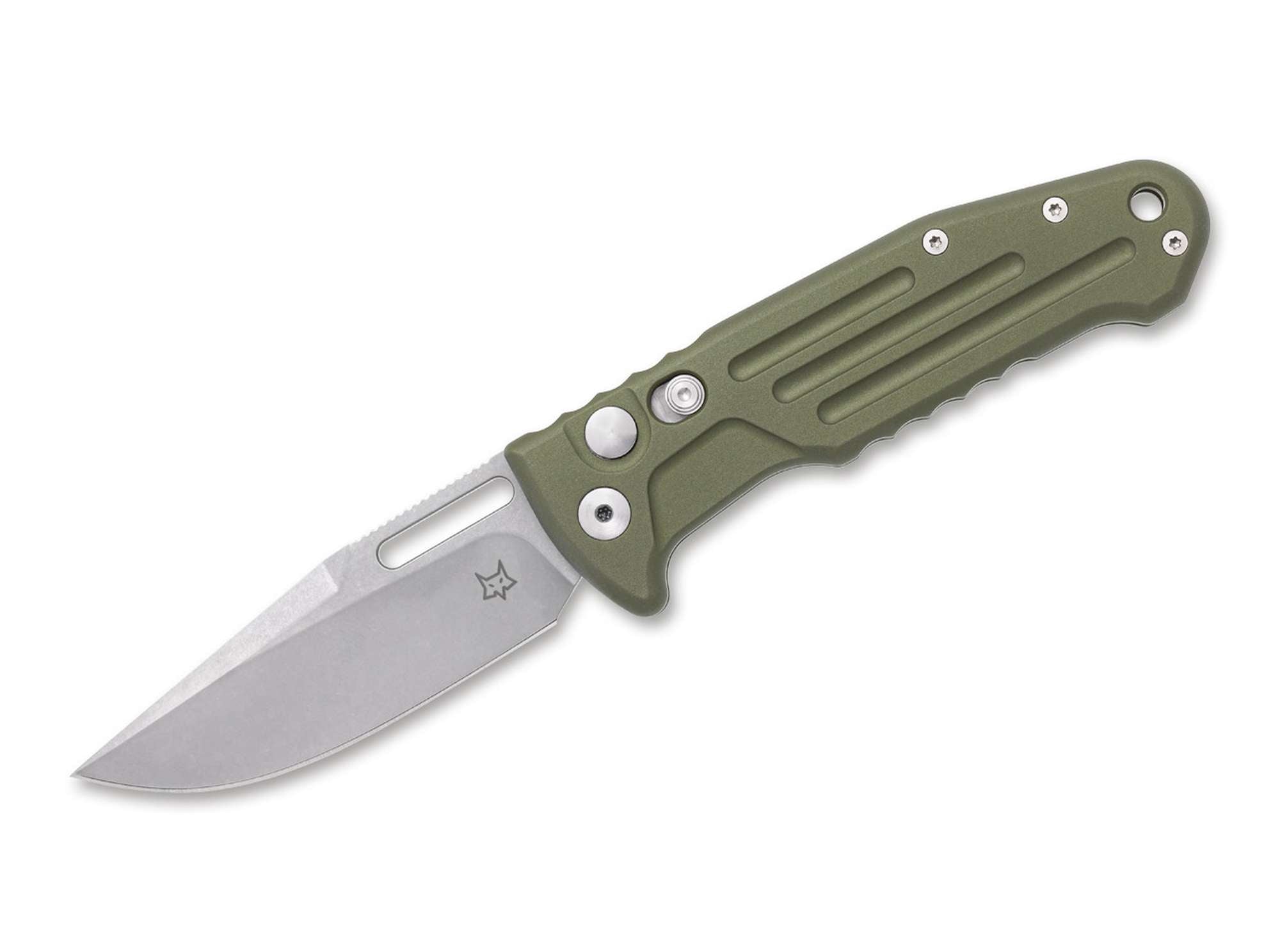 Briceag New Smarty Clippoint OD Green Fox Knives- Lama N690, Maner Aluminiu