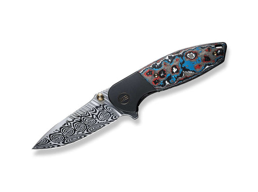 Briceag Nitro Mini Black Titanium Nebula Carbon Damascus WE Knife- Framelock, EDC