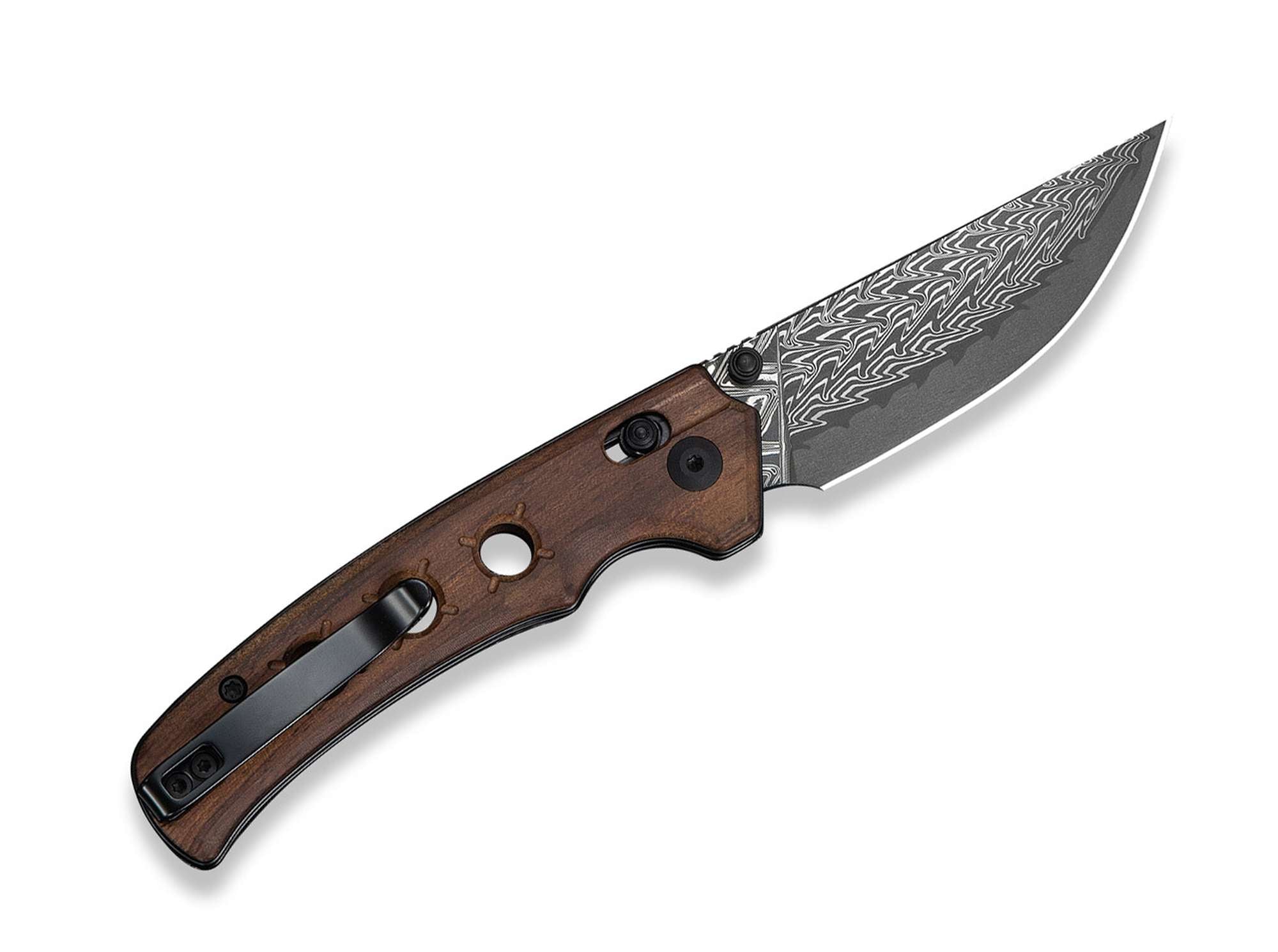 Briceag Noctis Damascus Guibourtia CIVIVI- Lama Otel Damasc, Maner Lemn Guibourtia