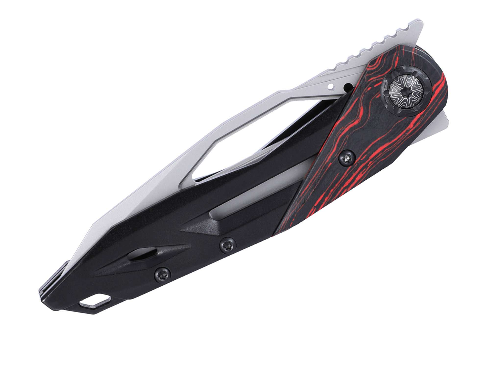 Briceag Nucleus Steel & G10 Red & Black CRKT- Lama, Maner G10 Rosu & Negru
