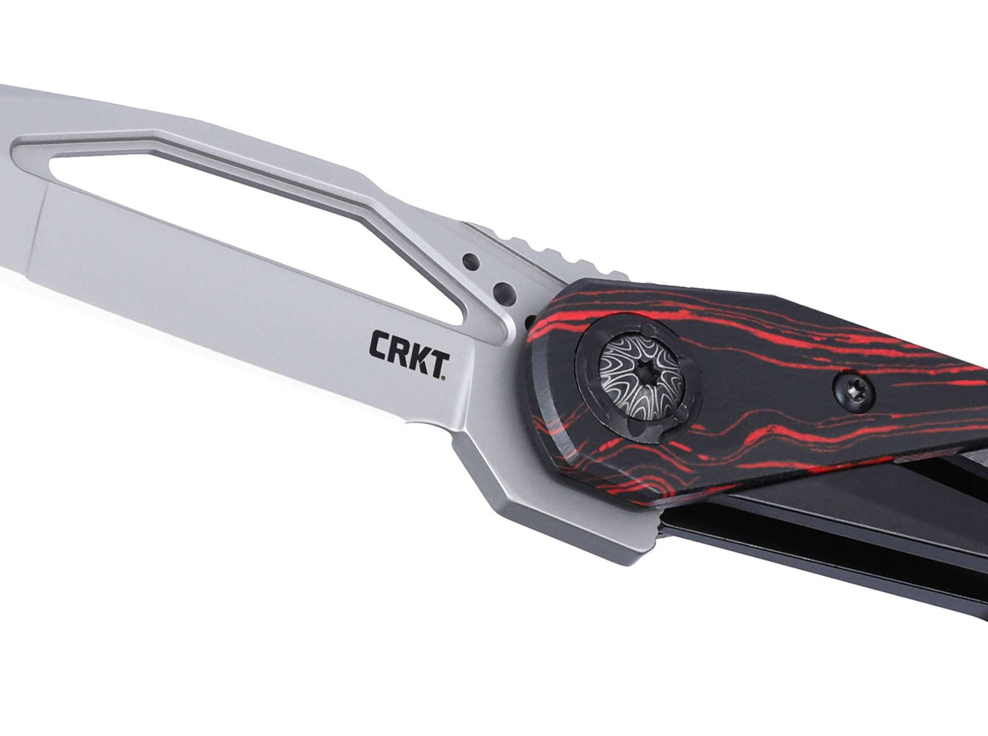 Briceag Nucleus Steel & G10 Red & Black CRKT- Lama, Maner G10 Rosu & Negru