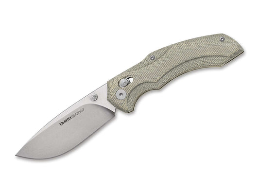 Briceag Oniro Canvas Micarta Green Viper- CPM MagnaCut, Crossbar Lock